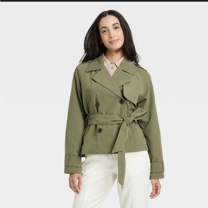 💕”a new day” Short Trench Coat with Belted Waist NWT size S